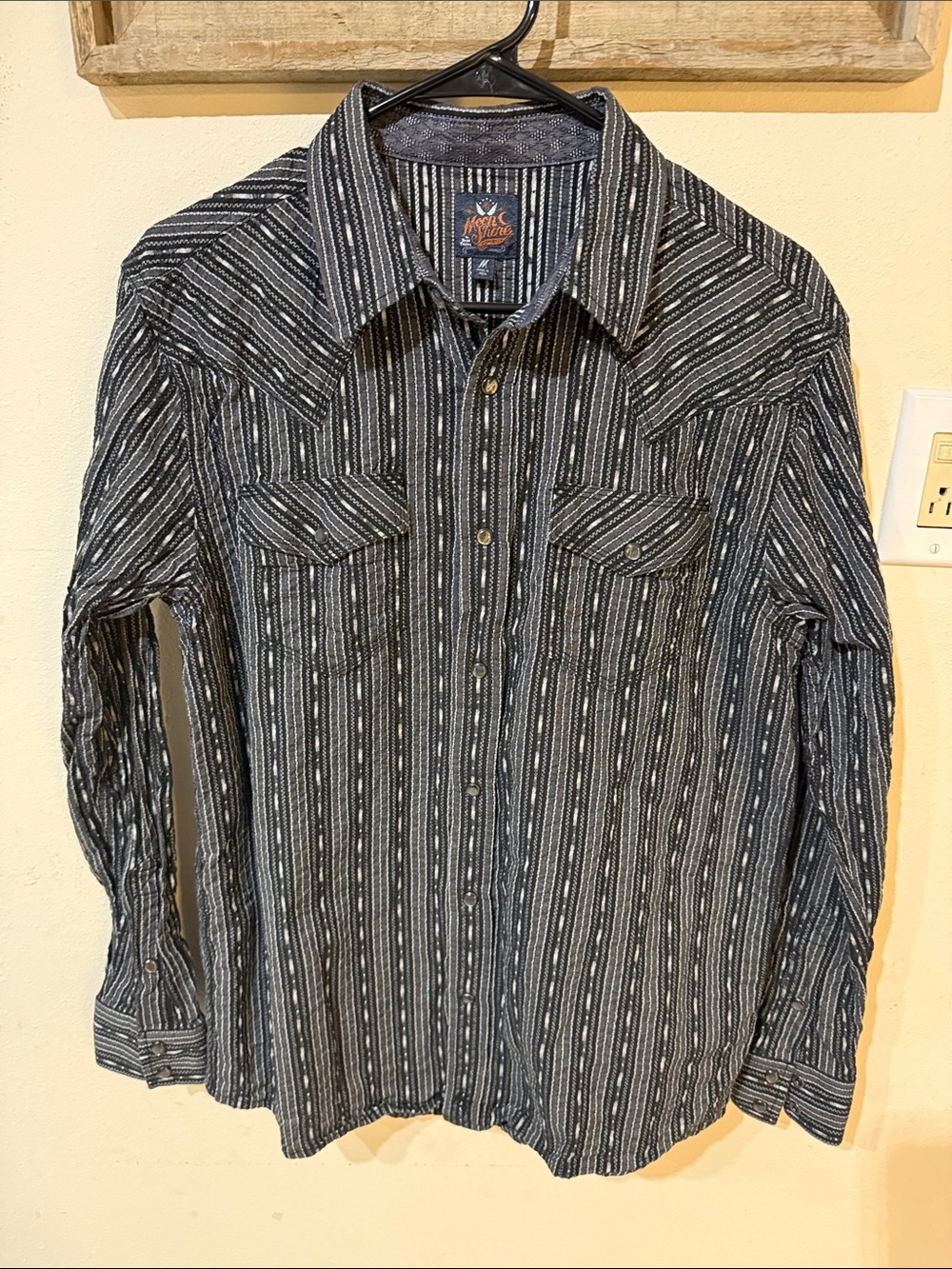 Moon Shine Spirits by Brad Paisley Men's Black and White Striped Western Shirt